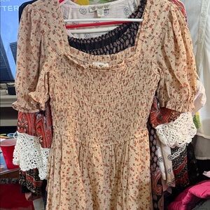 Mine Floral Cream Midi Dress